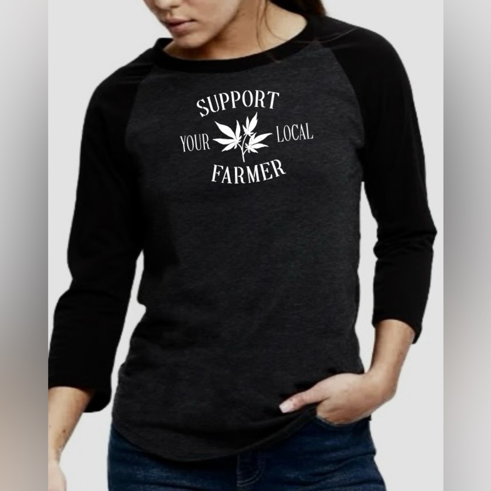 NWT Women’s 3/4 Sleeve Raglan XS, M Cannabis / Weed